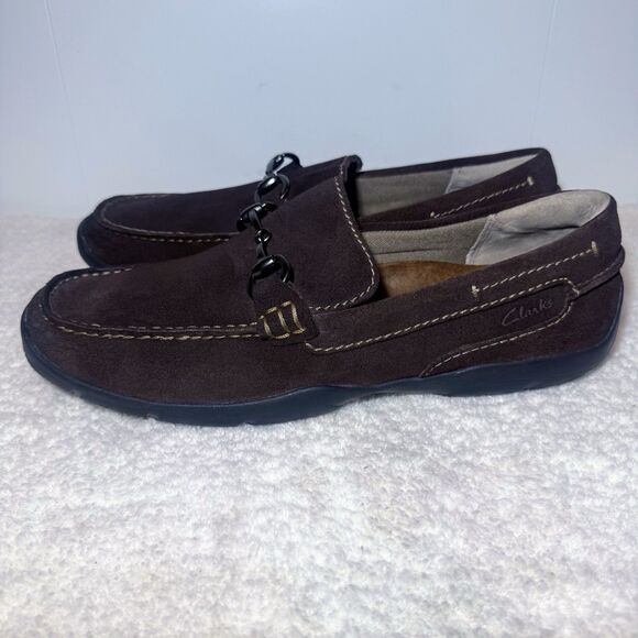 CLARKS Black Size 11M Men's Suede Driving Moccasin Loafers - Picture 1 of 8